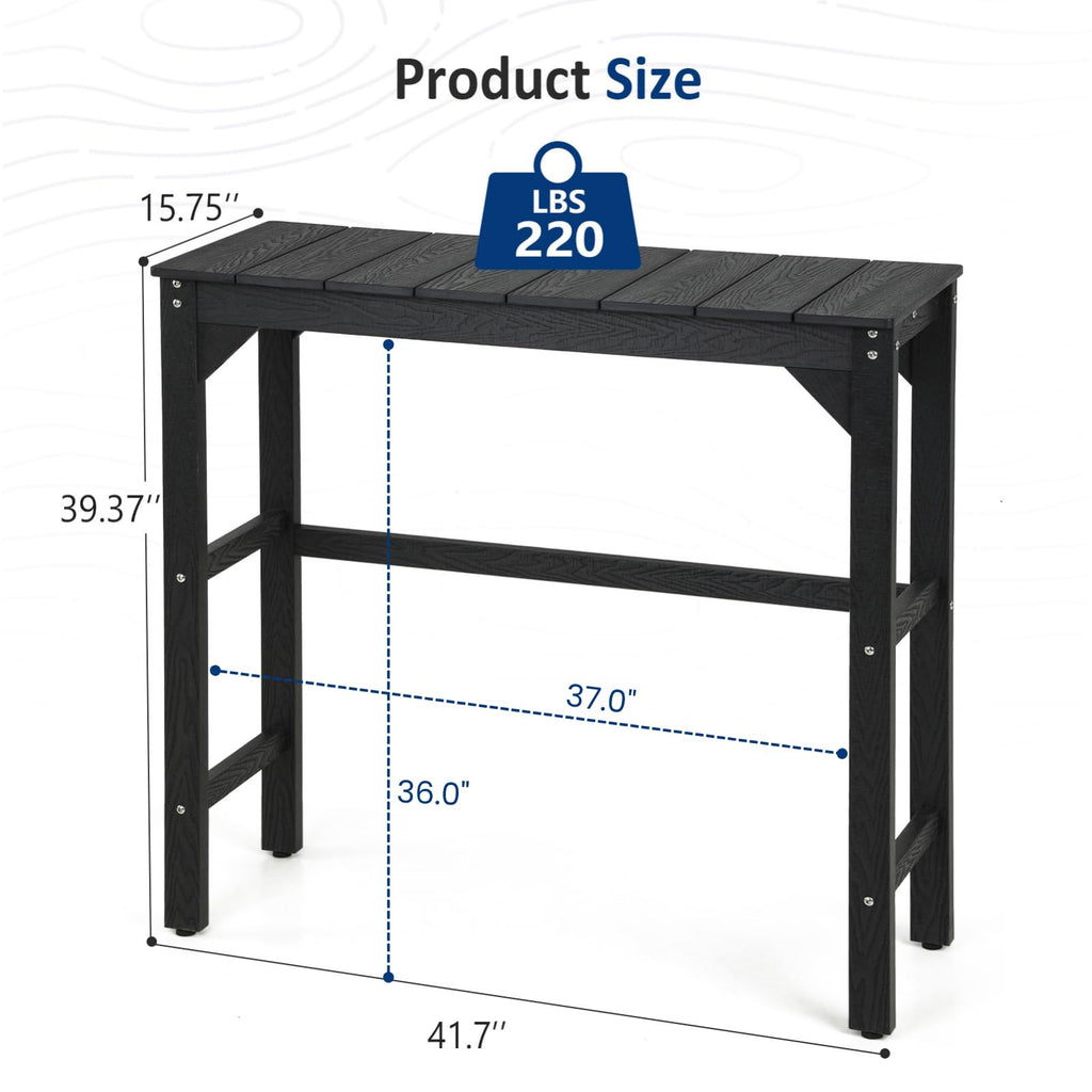 Outdoor Bar Table, 42" Weatherproof Patio Bar Height Counter Table