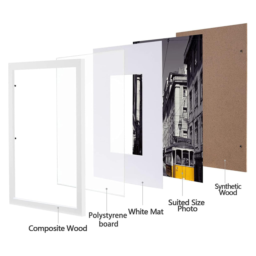 8x10 Picture Frames, Acrylic Cover, White, Set of 10