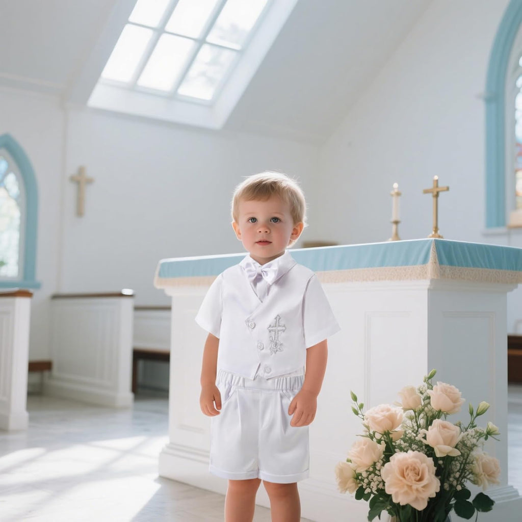 Christening Baptism Outfits for Boys Formal Dress White Baby Suit