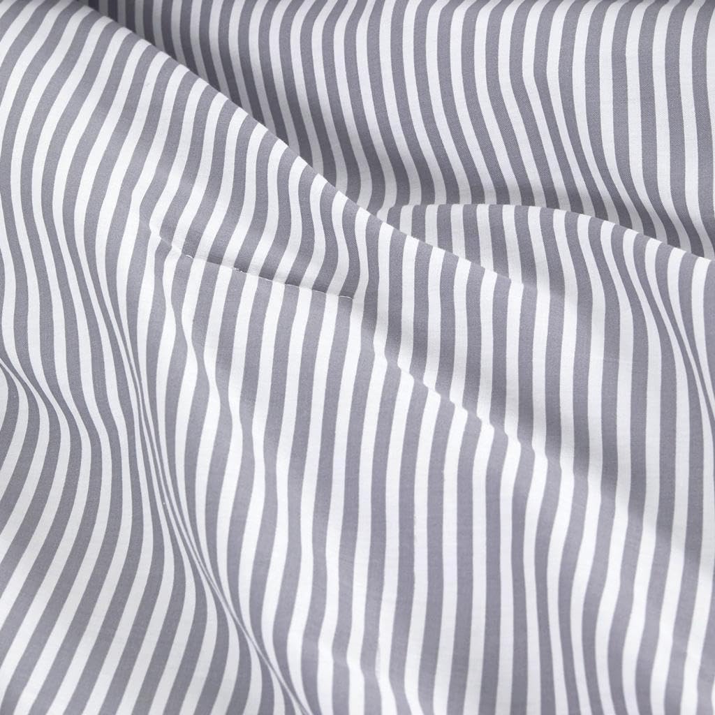 Striped Cotton Comforter Set, Gray