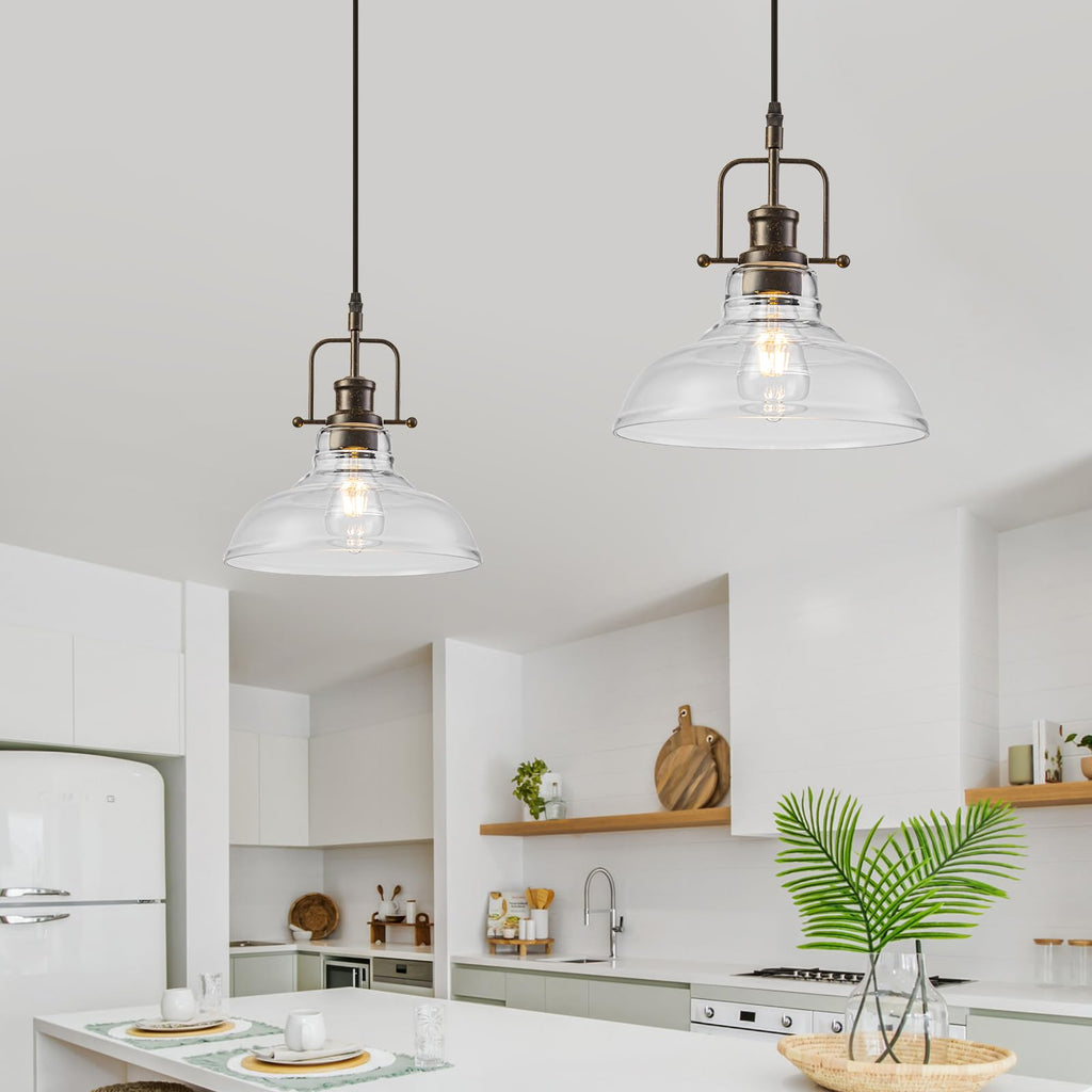 Pendant Lights Kitchen Island Lighting, Farmhouse Hanging Light Fixture, Kitchen Pendant Lighting Over Sink Clear