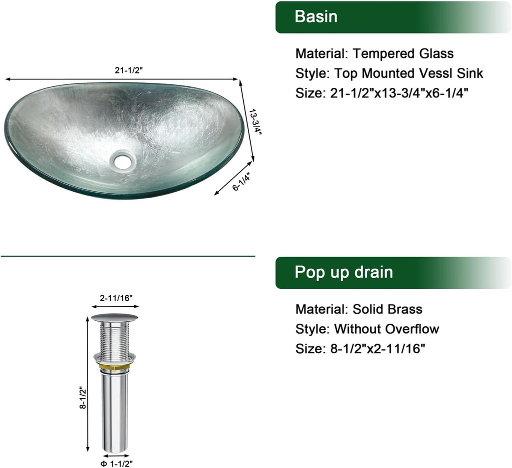 Bathroom Vessel Sink Modern Artistic Tempered Glass Basin Countertop Bowl Sink for Lavatory Vanity Cabinet