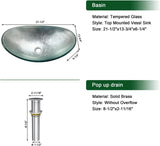 Sarlai Bathroom Vessel Sink Modern Artistic Tempered Glass Basin Countertop Bowl Sink for Lavatory Vanity Cabinet