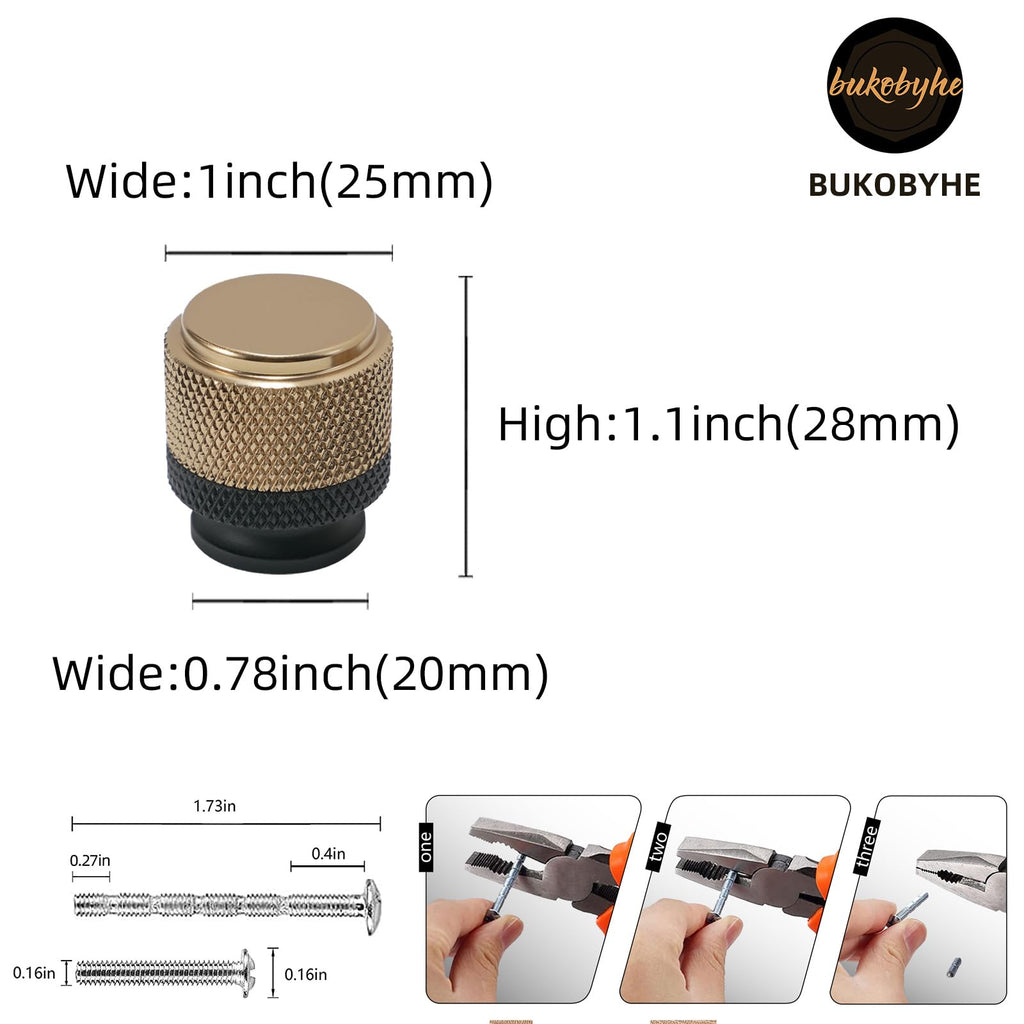 10 Pack Kitchen Cabinet Knobs Matte Black and Champagne Bronze Cabinet Knobs Black Knurled Drawer Knobs Kitchen