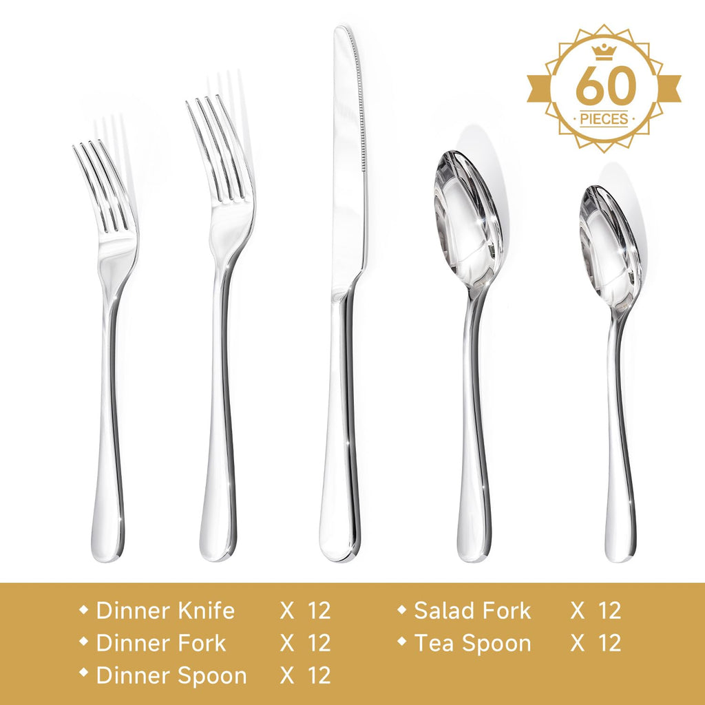 Silverware Set for 12, 18/10 Stainless Steel Flatware Set, Cutlery Utensil