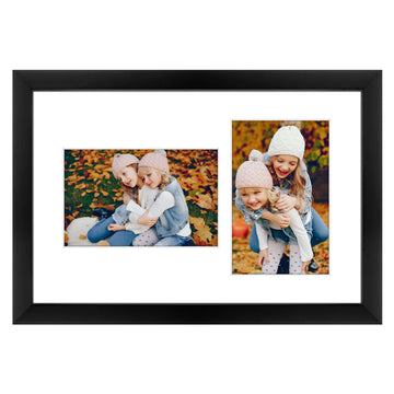 4x6 Collage Picture Frame, Solid Wood&Real Glass, 2 Photos