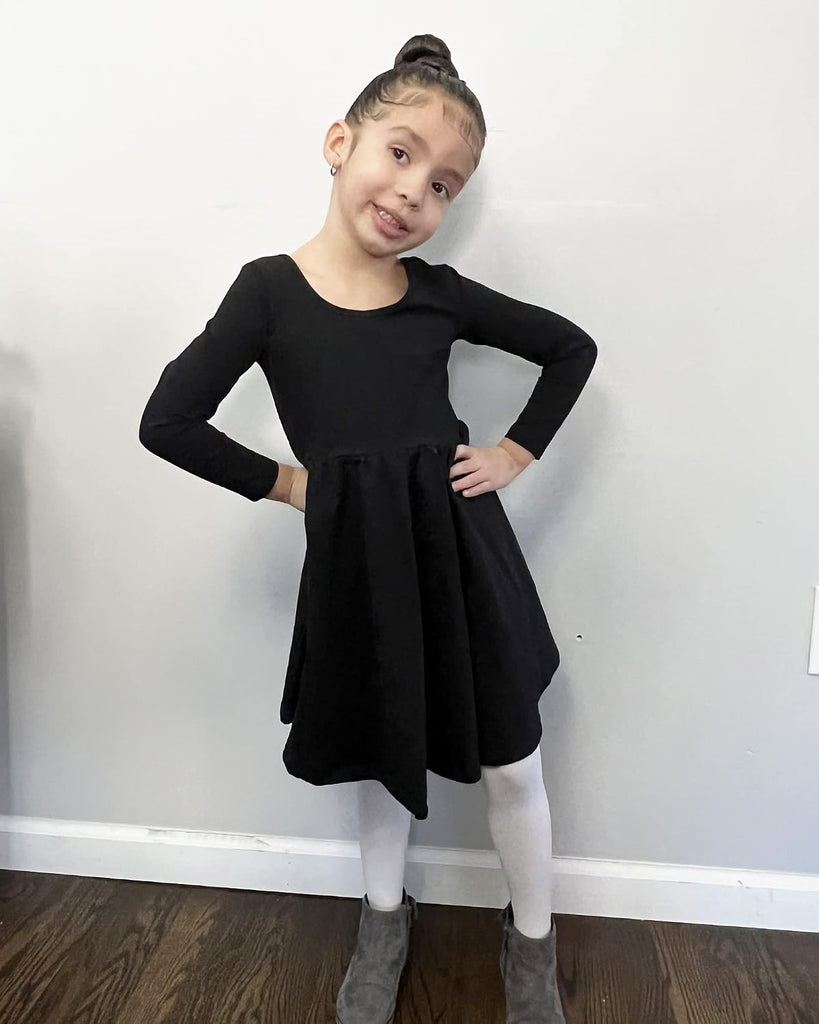 Girls Cotton Long Sleeve Dress Twirl Skater Dress