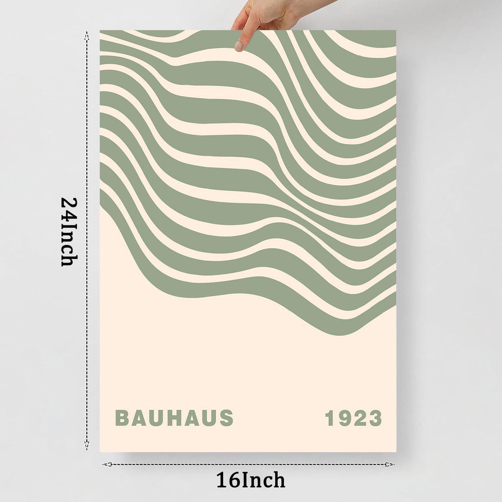 Geometric Line Wall Art Bauhaus 1923 Poster Sage Green Abstract Paintings Mid Century Modern Artwork Bauhaus
