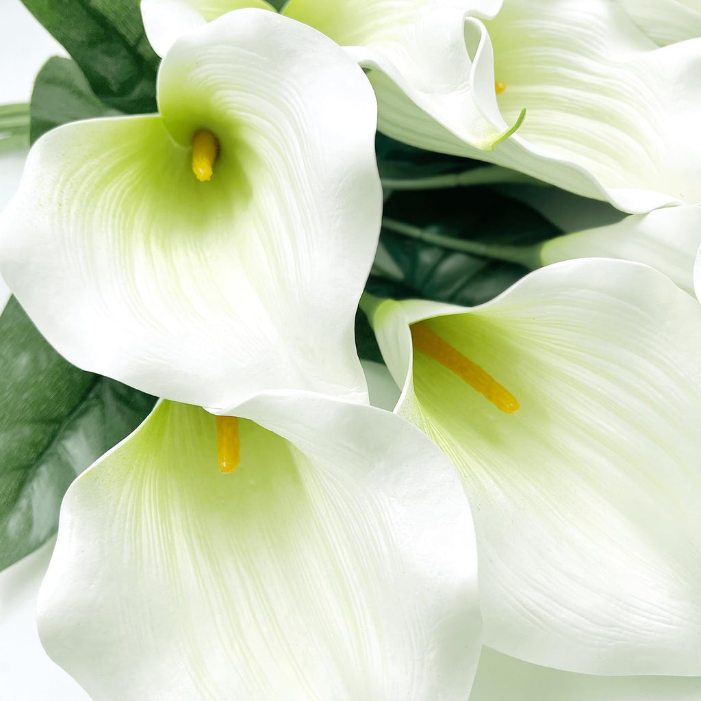 14 Big Heads Artificial Calla Lilies with Green Leaves, Realistic Latex Calla Lilies with Removable Flower Heads, Real