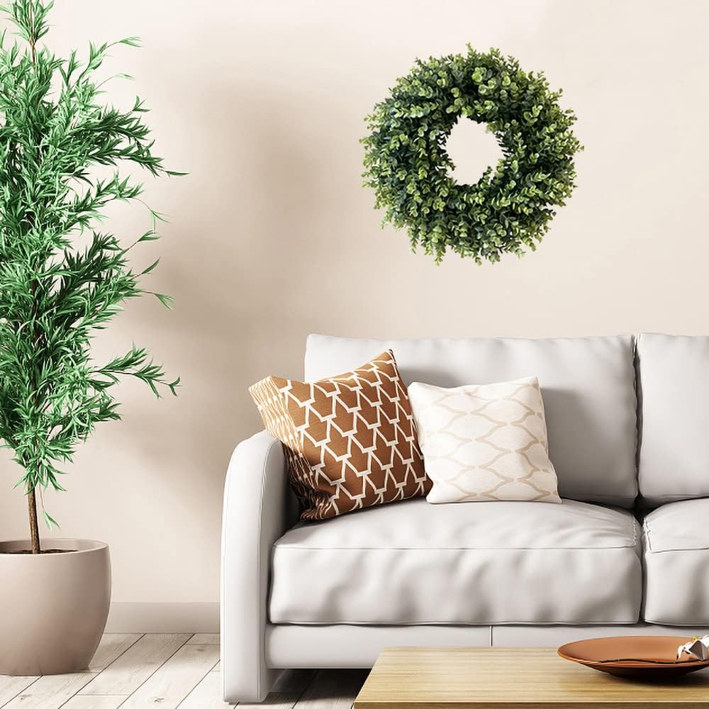 20" Wreaths for Front Door Spring Summer Green Boxwood Door Wreath for All Seasons Living Room Bedroom Window Wall