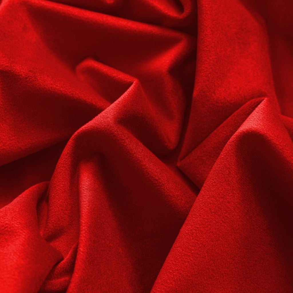 Rectangular Velvet Tablecloth, Vibrant Red Velvet with Luxurious Gold Tassel Fringe, Heavy‐Thick Table Cover for