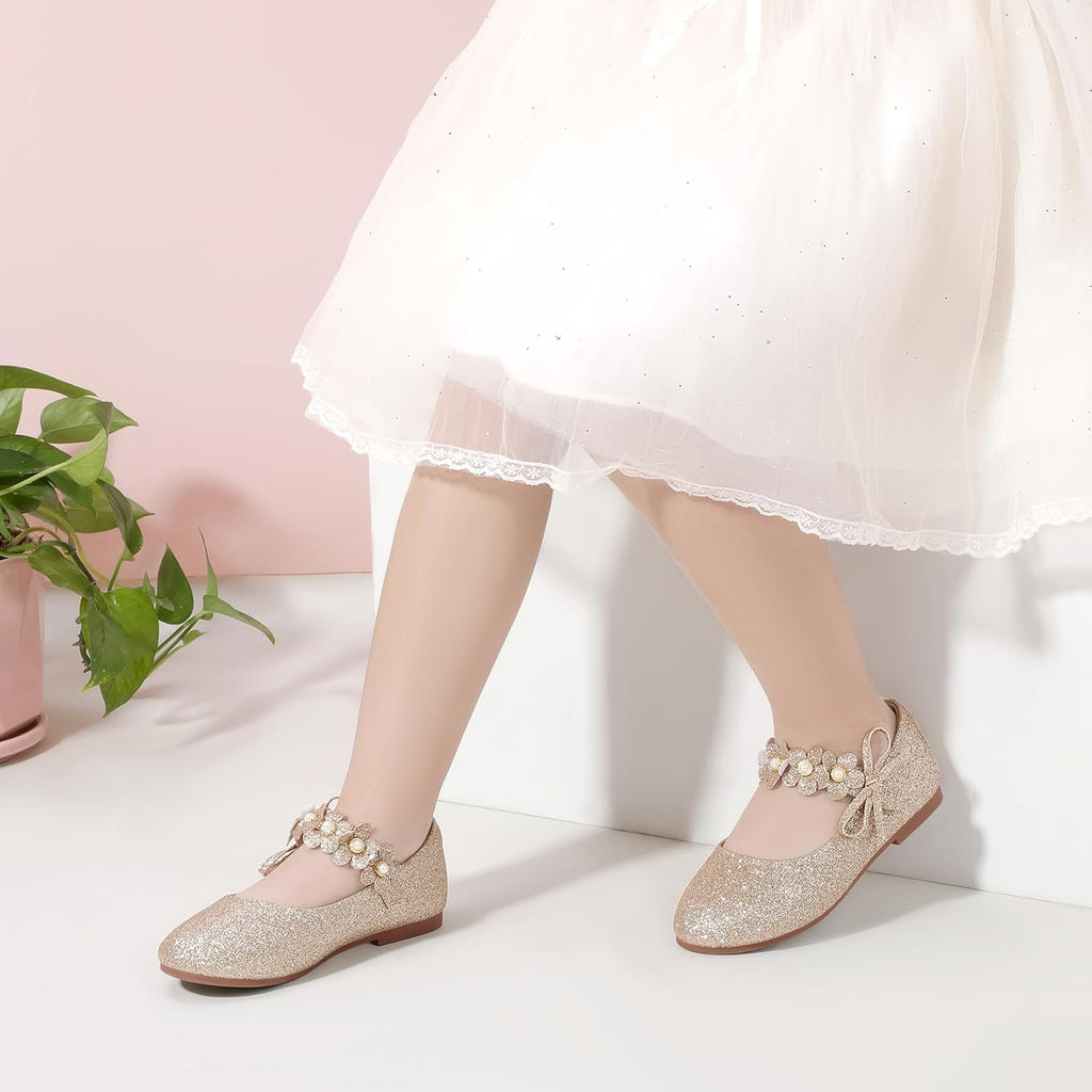 Girls Dress Shoes Toddler Flower Girl Pearls Flats
