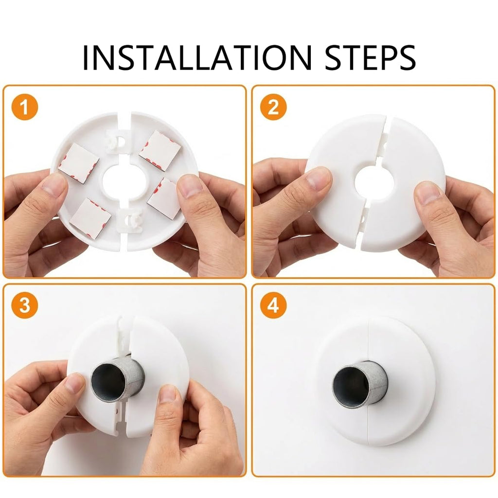 2pcs Wall Split Flange, white Self-Adhesive Pipe Cover Escutcheon Plate