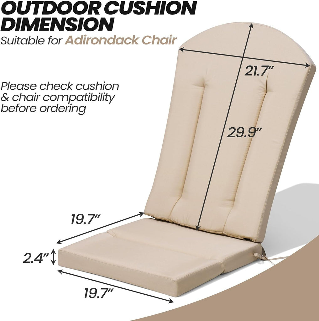 50x19.6 In Adirondack Chair Cushion Set of 2, Outdoor Chair Cushion | Water Resistant Patio Cushion, Fade Resistant