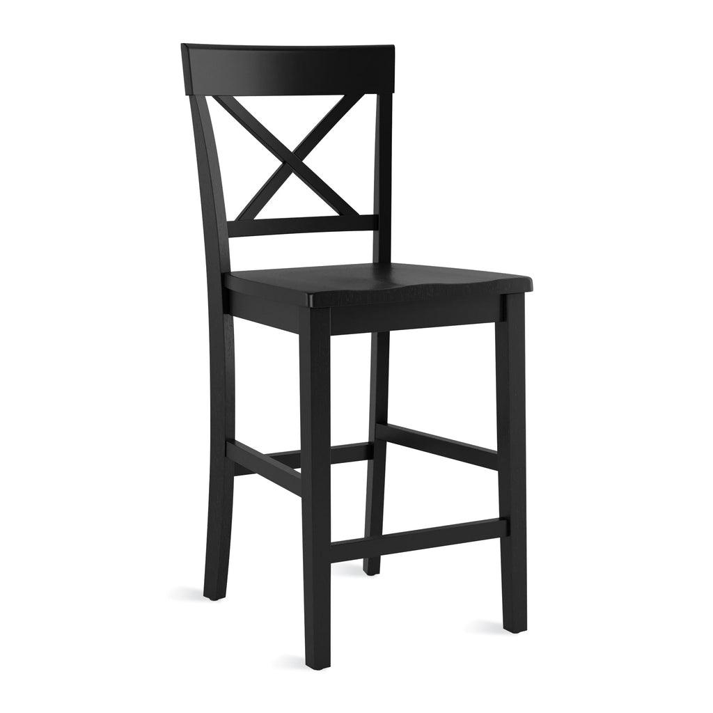Bar Stools Set of 3, 24" Wooden Barstools with X Back, Black