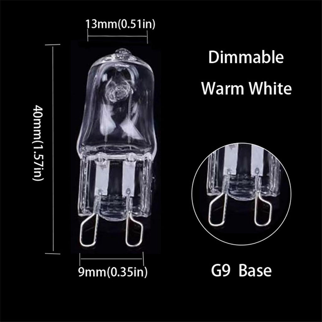 5PC Crystal Clear Halogen Bulb G9 120V 20W Dimmable JC Type T4 Bi-Pin Xenon Small Light Bulb G9 40W 230V Warm White