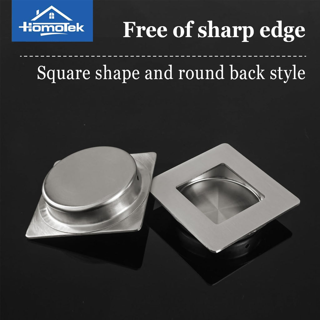 Square Recessed Sliding Closet Door Finger Pulls, Inner Diameter 2-1/8 Inch(54mm), Flush Handles for Pocket, Barn