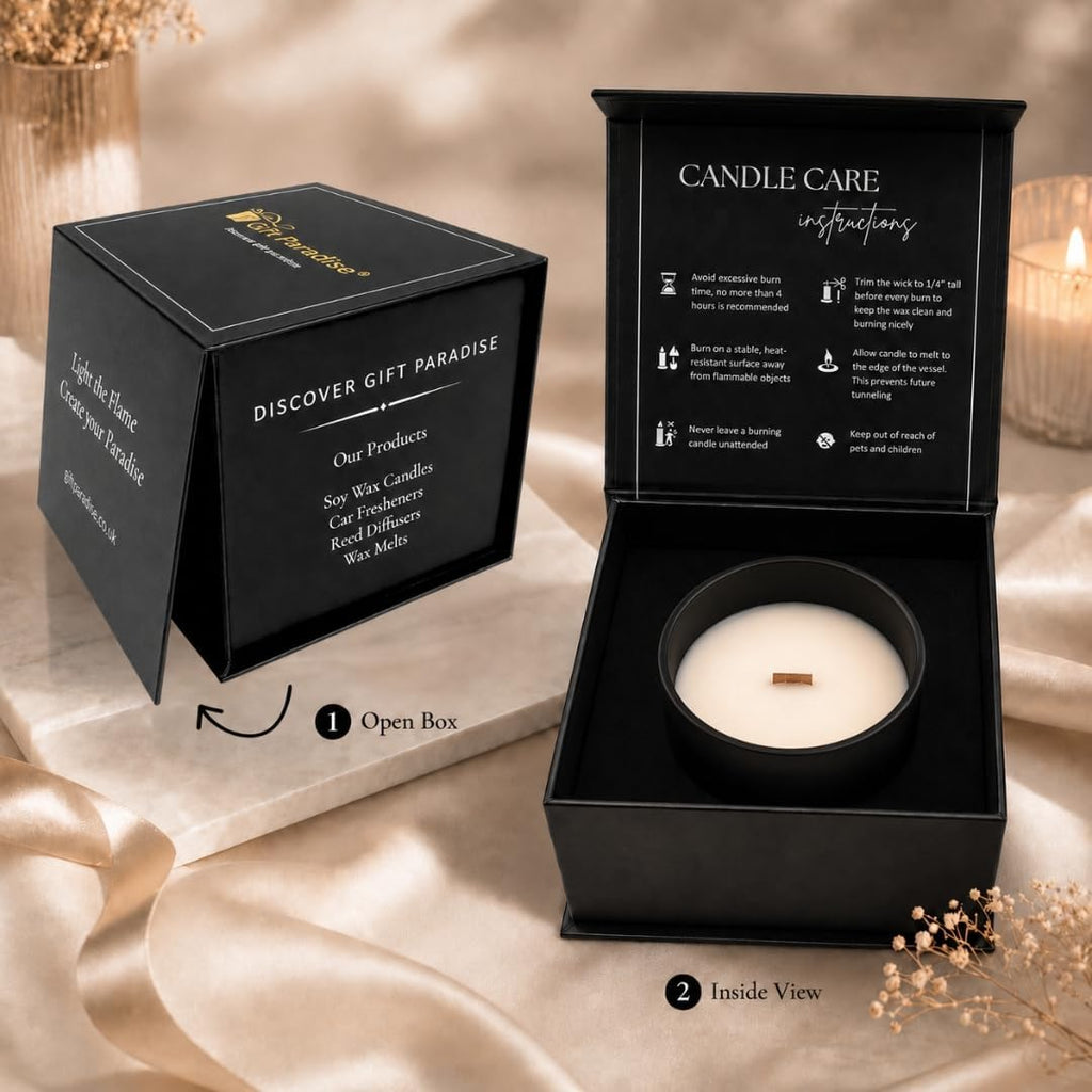 Moroccan Cashmere Soy Wax Candle - 7 oz Luxury Scented Candle with Crackling Wooden Wick, Warm Amber, Cashmere & Soft