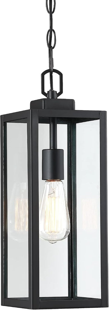 Outdoor Pendant Light, Modern Matte Black Adjustable Exterior Hanging Porch Lighting