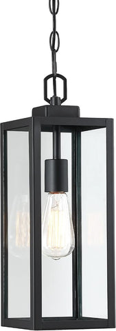 Outdoor Pendant Light, Modern Matte Black Adjustable Exterior Hanging Porch Lighting