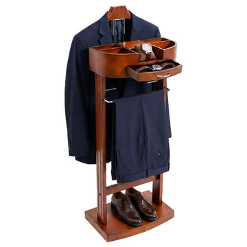 Wood Suit Rack, Freestanding Clothing Valet Stand, Clothes Valet Suit Racks, Valet Stand Clothing Rack Organizer