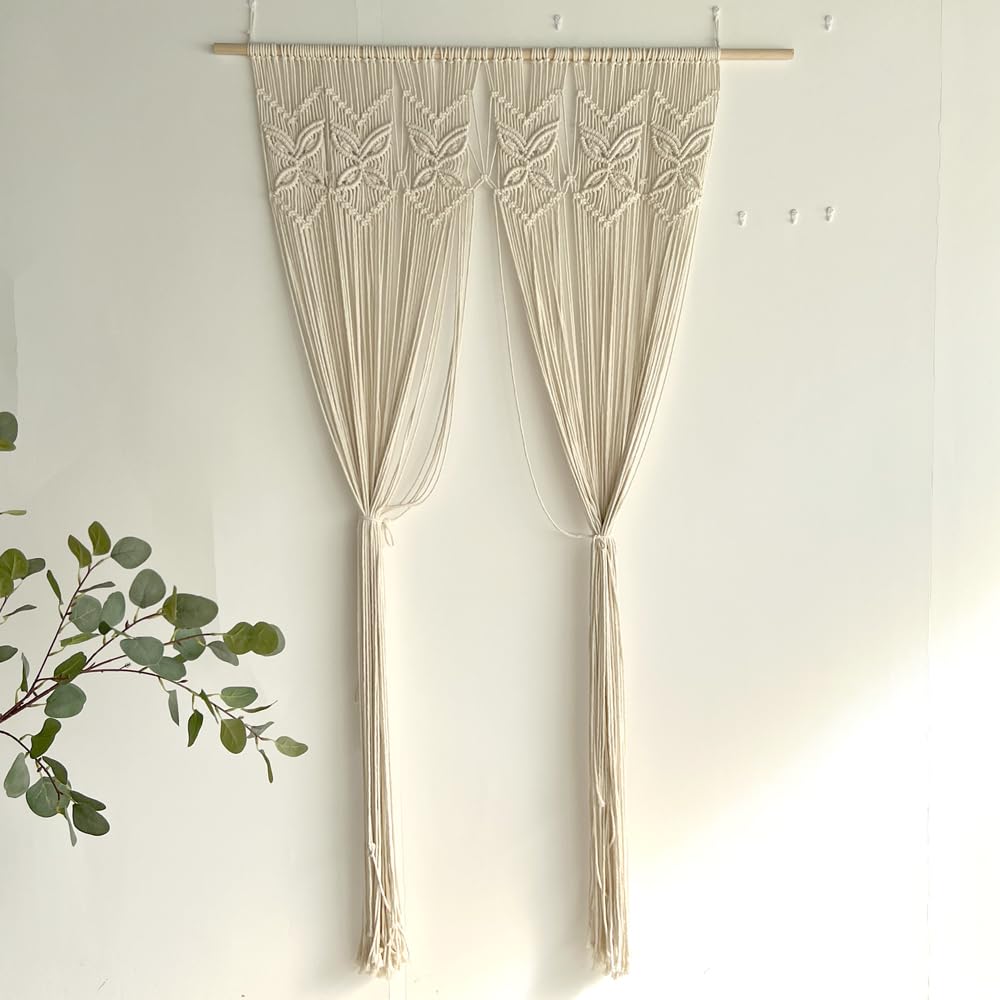 Boho Doorway Curtains Macrame Valance Wall Hanging Home Macrame Woven Tapestry Butterfly Curtain Decoration Room