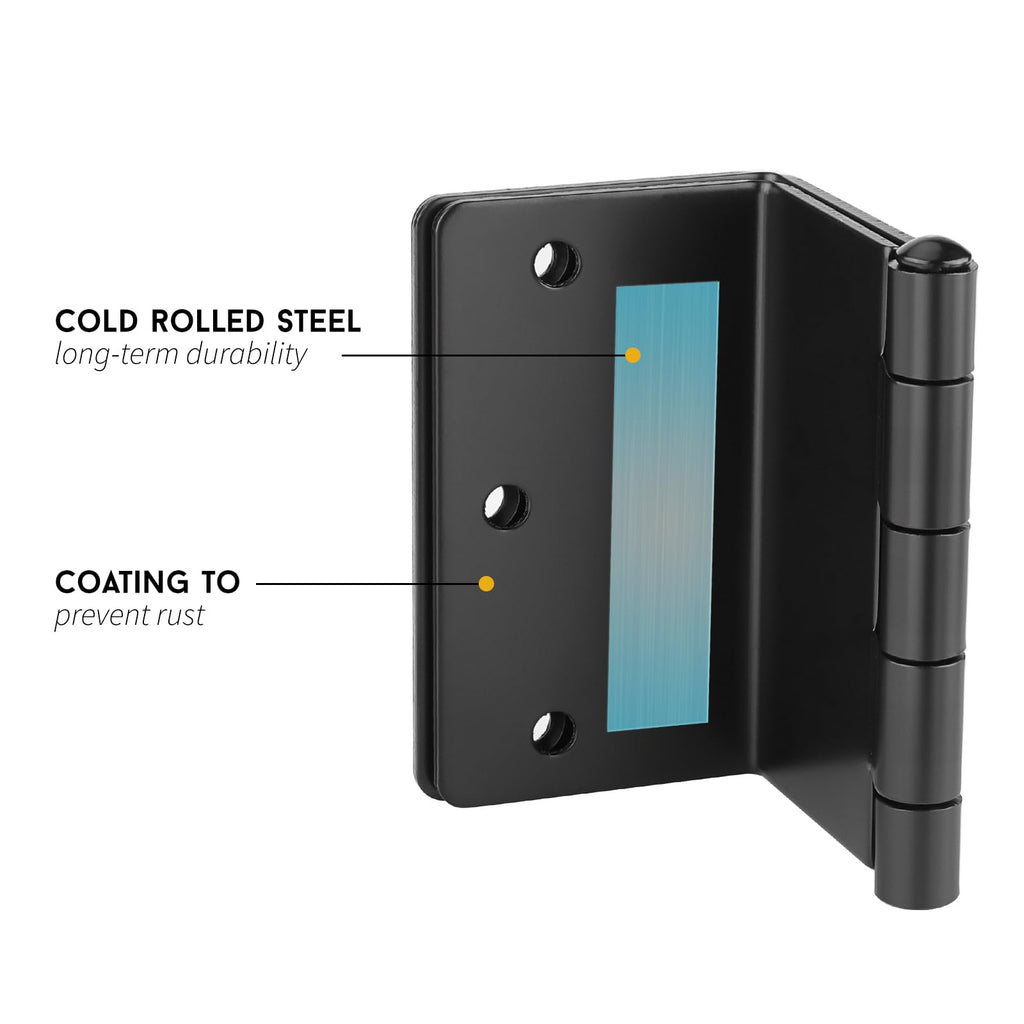 3 Pack Matte Black Offset Door Hinges 3.5" Inch 1/4" Inch Radius