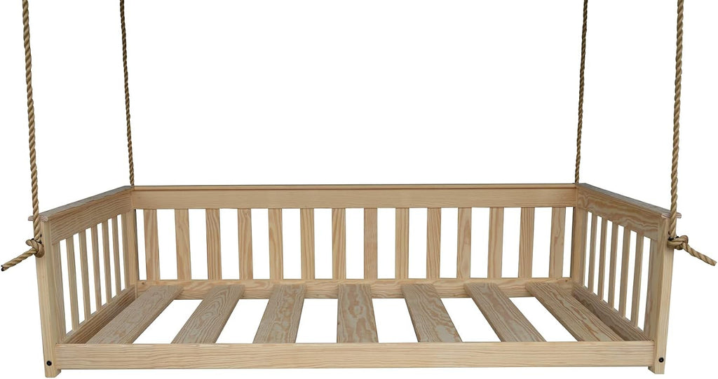 A&L Furniture VersaLoft Amish-Made Pine Twin Mission Swingbed with Rope, Unfinished