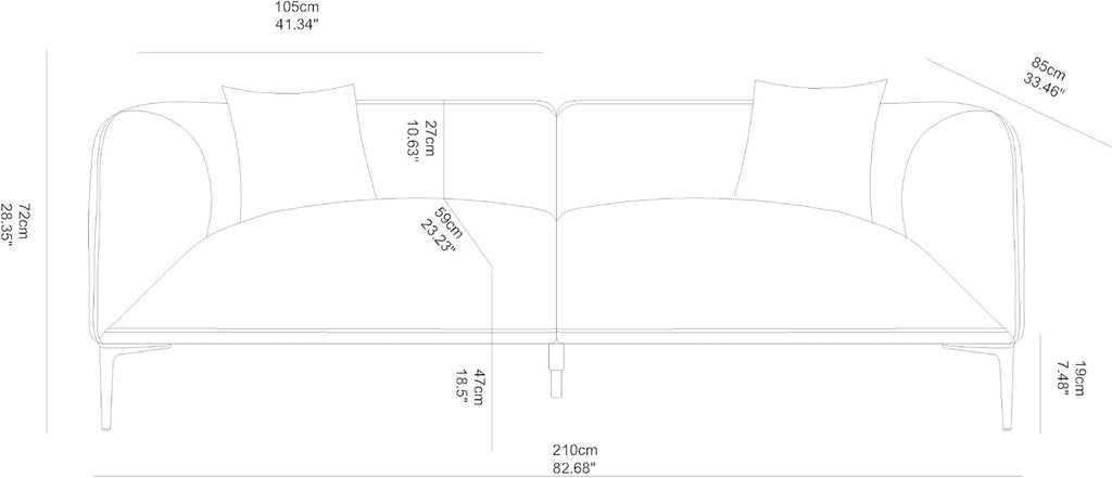 82.7" Modern Sofa with Metal Legs, Comfy Boucle Couch, Minimalist Curved Sofas, Luxury 3 Seater Deep Sofa