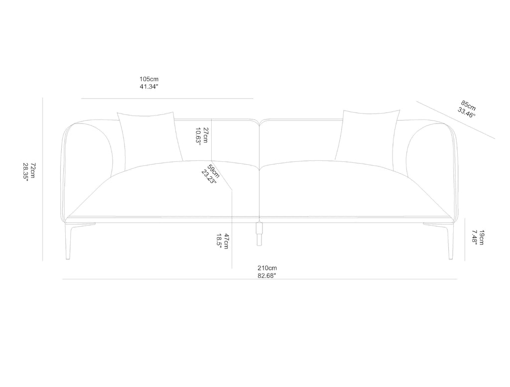 82.7" Orange Sofa, Modern Couch with Metal Legs, Luxury Boucle Sofa