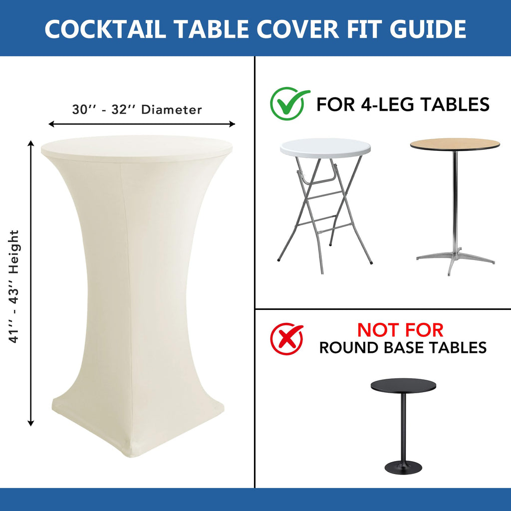 Cocktail Table Covers-Spandex Round High Top Table Cloths Party Cream