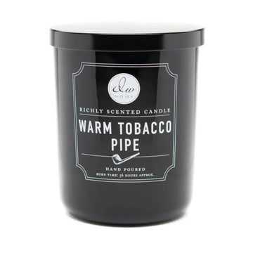 Warm Tobacco Pipe Scented Candles, 15 oz Large Double Wick Jar, Up to 56 Hour Burn Time, Strong Long Lasting Woodsy