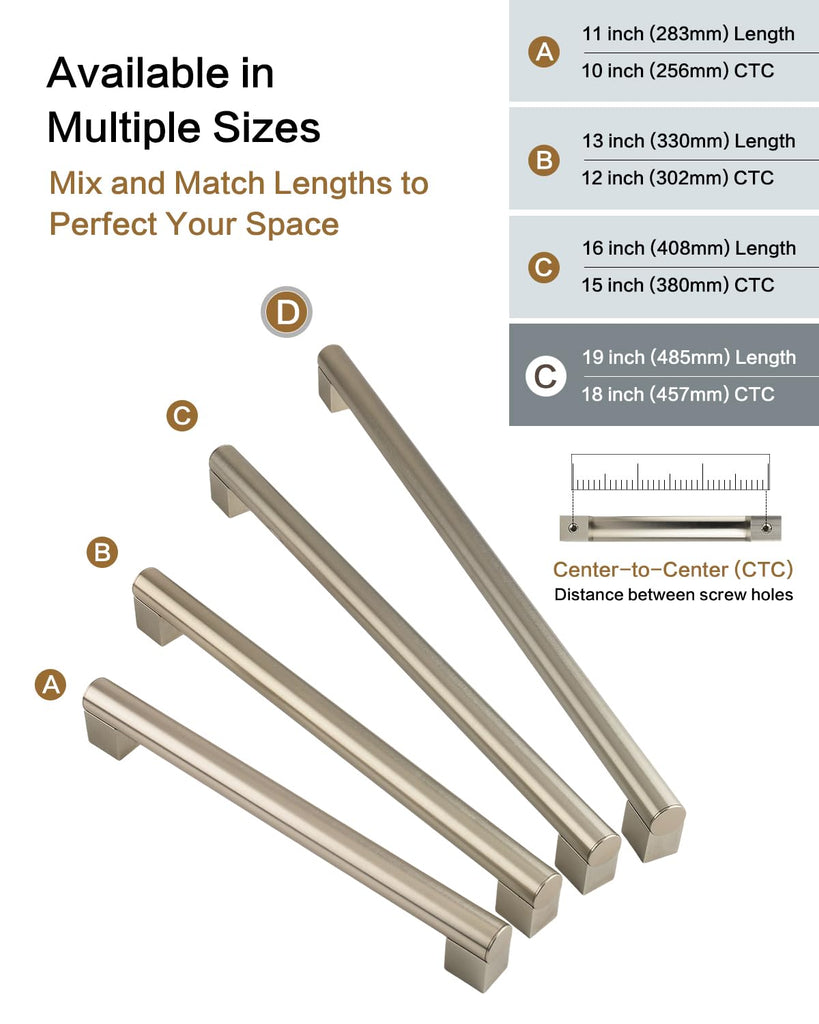18 Inch Pulls Round Rod for Cabinet,Closet,Fridge, Basket Drawer, Oven Door