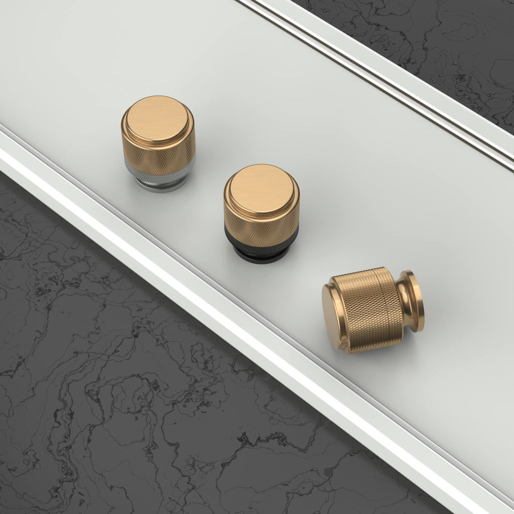 10 Pack Matte Black and Champagne Bronze Kitchen Knurled Cabinet Knobs Dresser Knob Drawer Knobs Cabinet Hardware