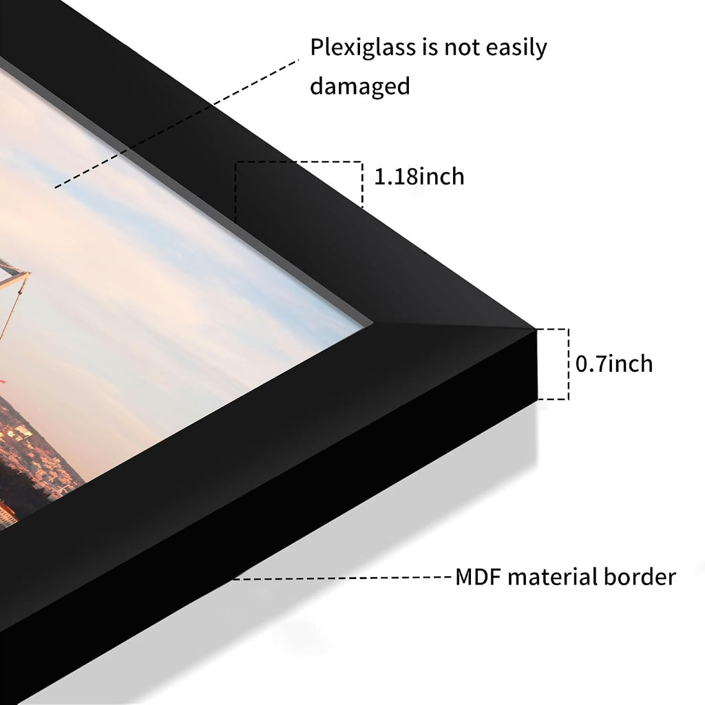 24x36 Picture Frame Black Set of 3, Display Pictures 20x30 with Mat or 24 x 36 Without Mat, Poster Frames 24x36 for