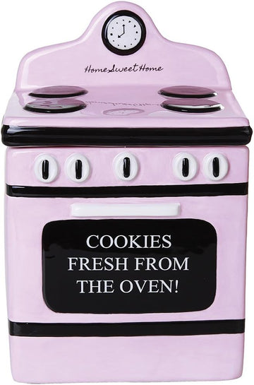Retro Oven Freshly Baked Ceramic Cookie Jar with Air Tight Lid 8 inch Tall