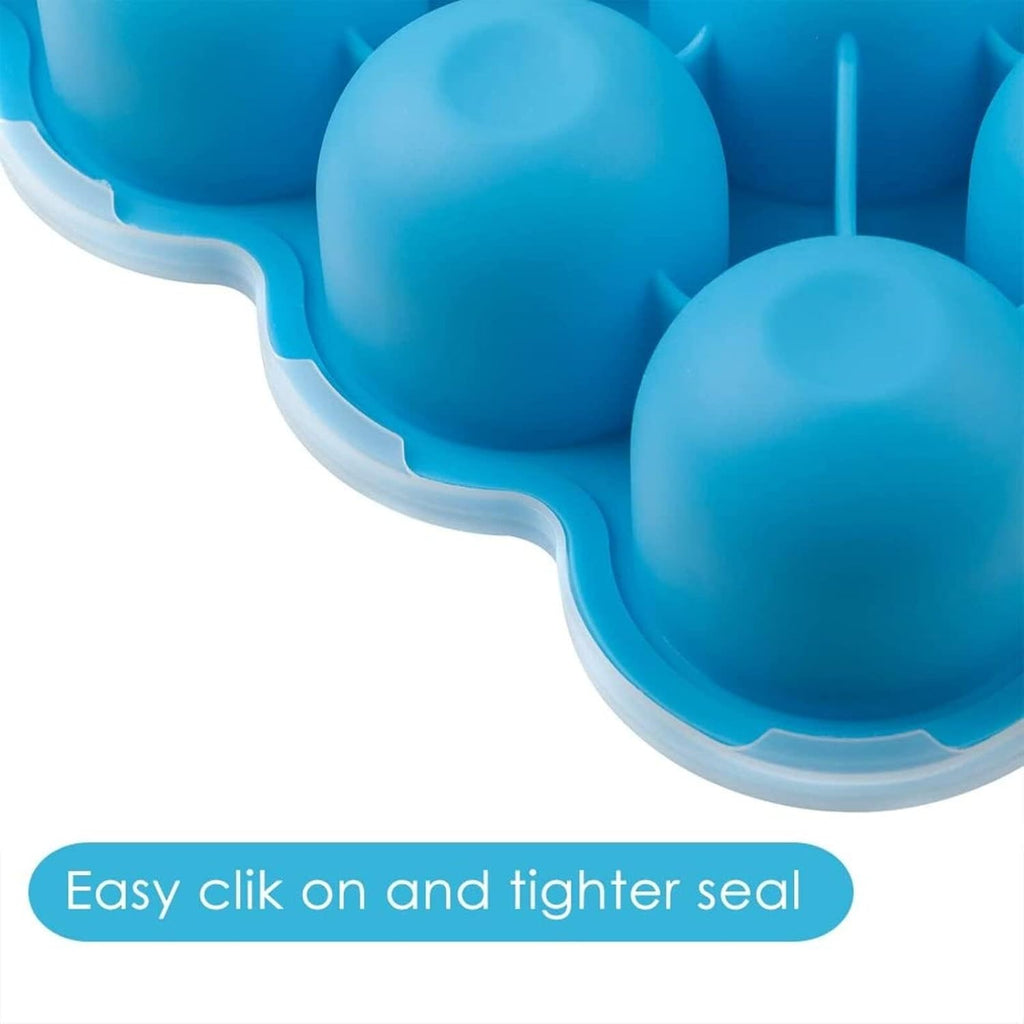 Food Storage Container, 12 Portions x 2.5oz - BPA Free Silicone Freezer Tray with Clip-On Lid for Breast Milk