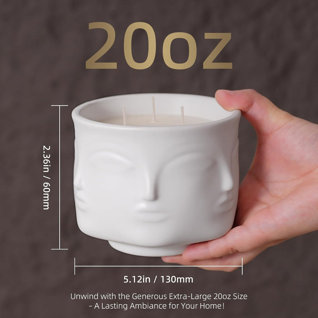 20oz Large Scented Candle - Vanilla Dreamscape & Fresh Spice, 3 Wick Non Toxic Soy Candle, Decorative White Ceramic - Set of 20