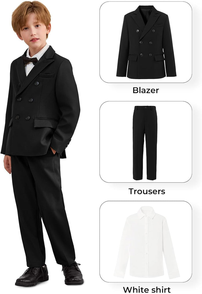 Boys 3 Piece Tuxedo Suit Kids Pants Set Wedding Outfits