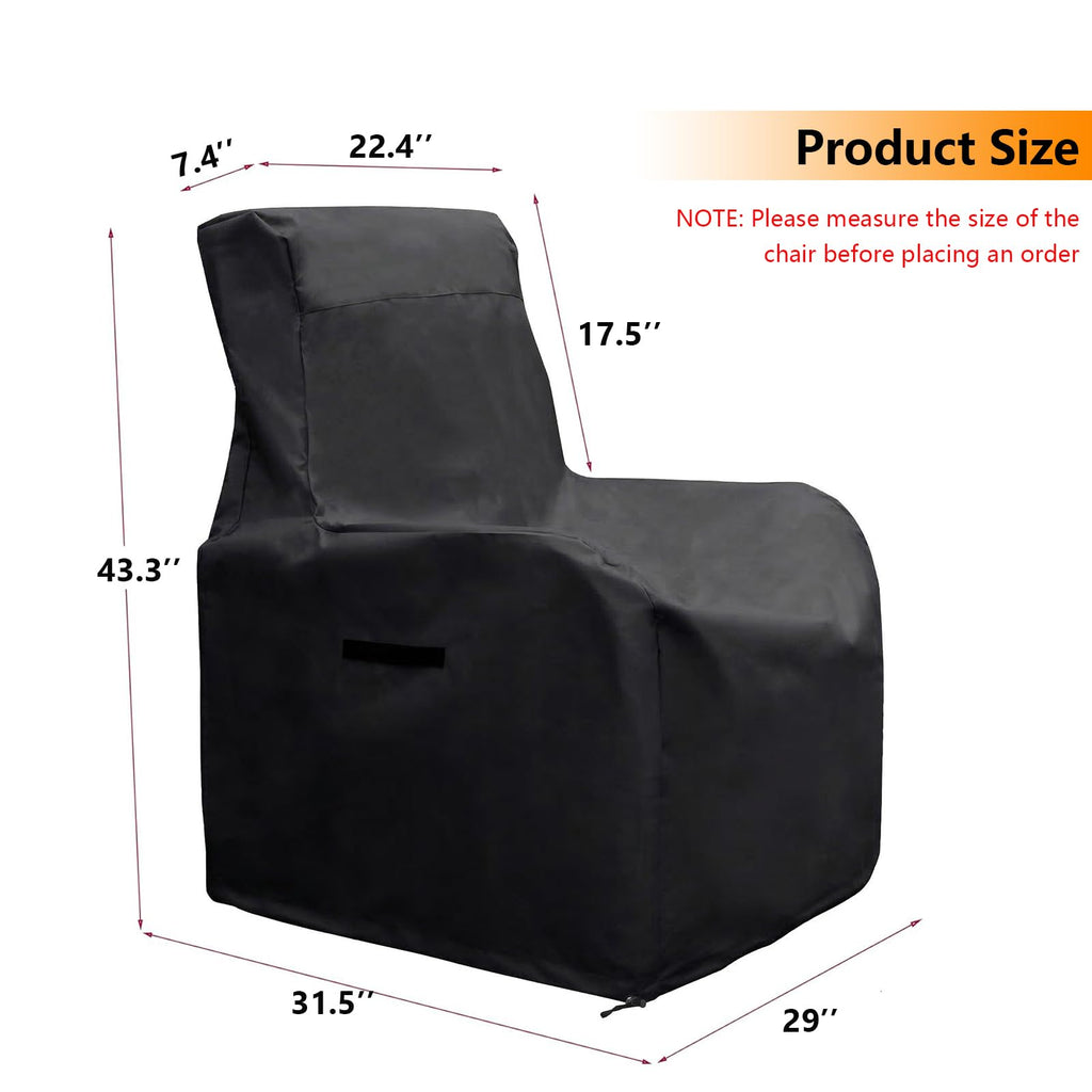 Outdoor Chair Covers Waterproof Patio Recliner Cover 600D Oxford Fabric Wicker/Rattan Chair Covers (Black)