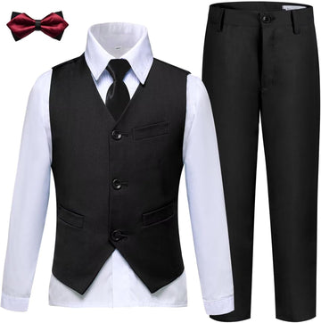 Boys' 5 Piece Formal Suit Kids Dress Tuxedo Vest Pants Suits for Boy 2
