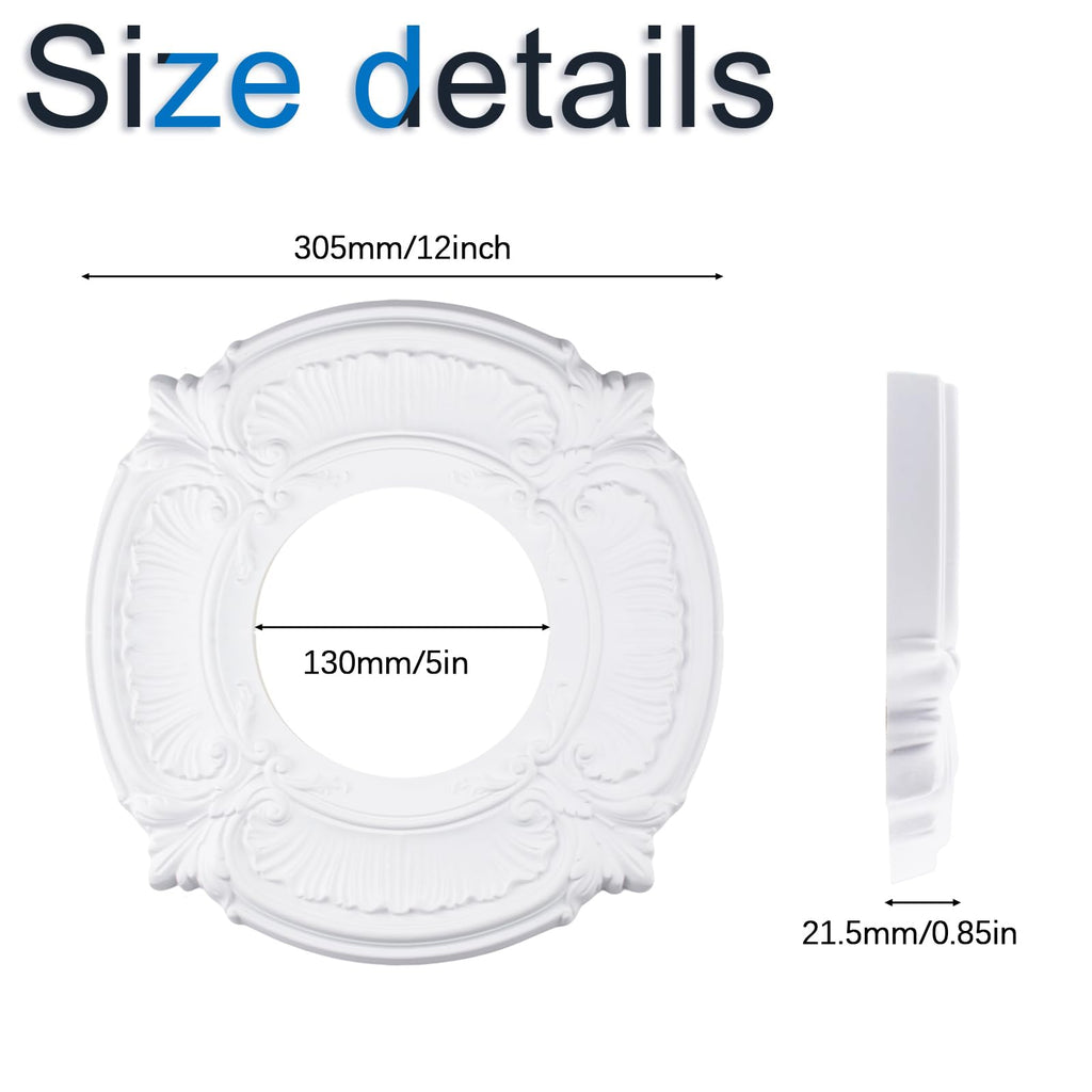 1Pack Lighting PU Ceiling Medallion Ceiling Cover Plate Ceilings Fan Medallion Home for Light Fixtures Ceiling Light
