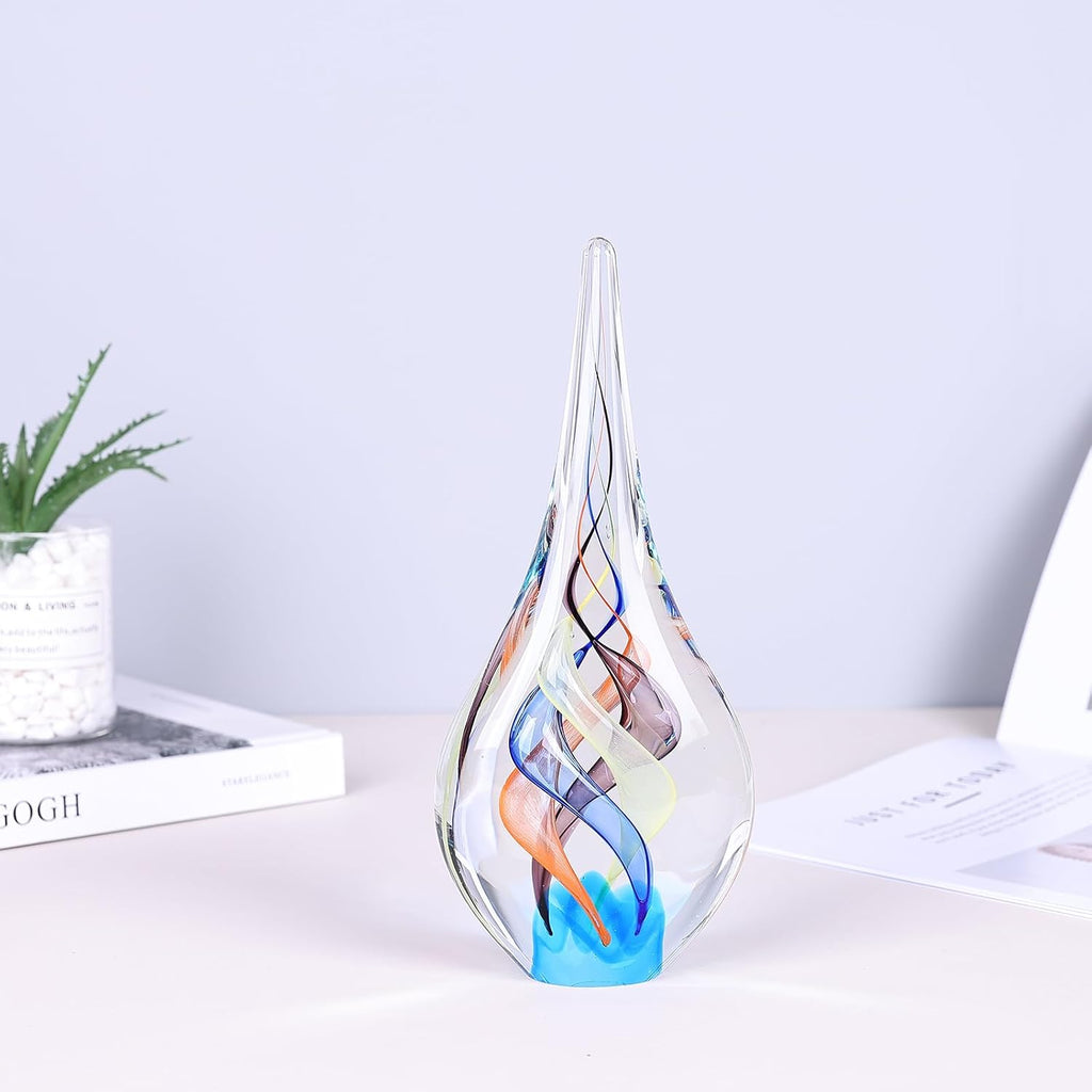 Hand Blown Glass Sculpture, Unique Mediterranean Style Decor, with Crystal-Like Finish, Decorative
