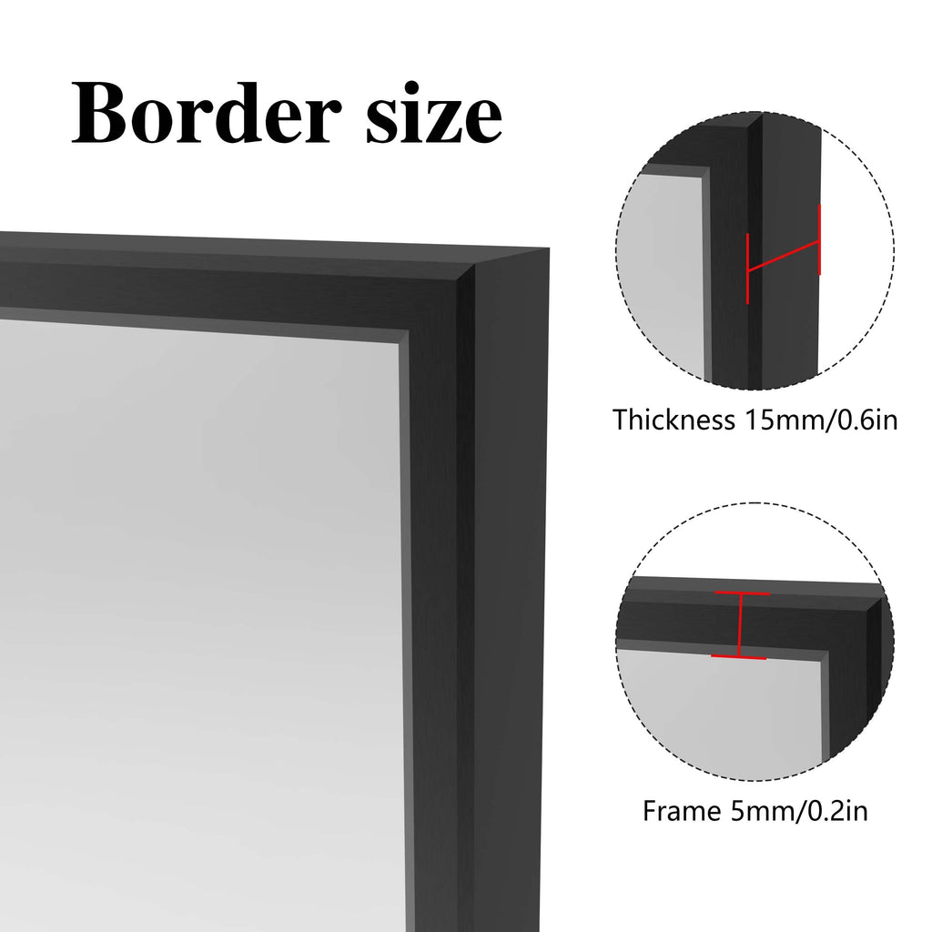 40x36 Inch Wall Mounted Mirror, Black Mirror, Rectangular Wall Mirror Square Corner Metal Farmhouse Mirror Modern