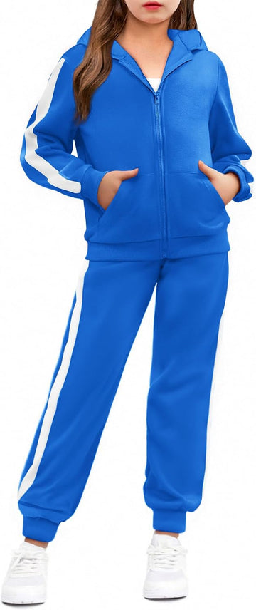 Girls 2 Piece Outfits Sweatsuits Athletic Tracksuit Jogger Set