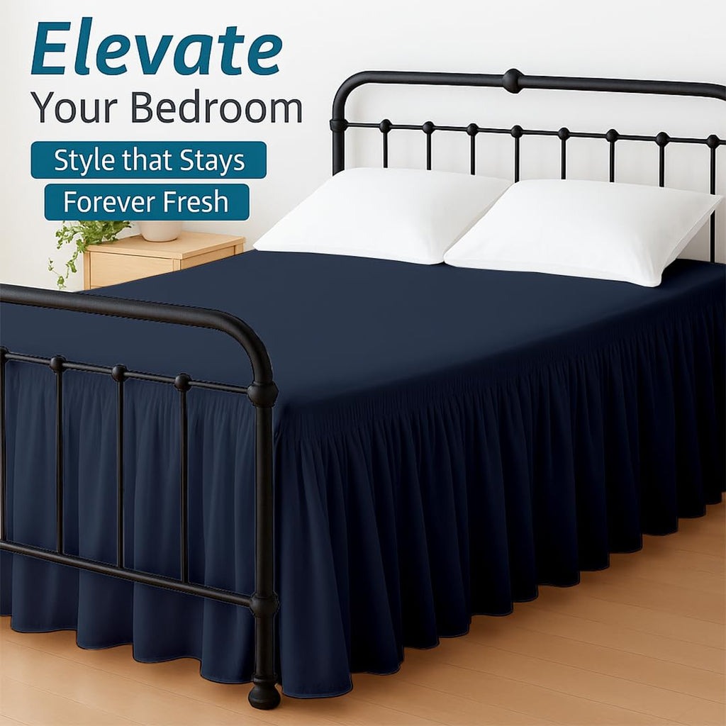 Ruffled Bed Skirt with Split Corners, Gathered Style, 100% Microfiber, 28-Inch Drop, Dust Ruffle Bedskirt with