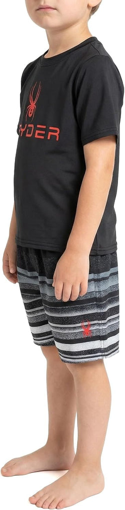 Boys' piece Swim Set - Short Sleeve Rash Guard & Swim Trunks, UPF 30+, Quick-Dry-Little Boys