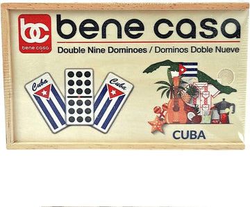 Cuban Flag Double Nines Dominoes Set - 2-10 Players - Wooden Box with 55 Dominos - Set of 55