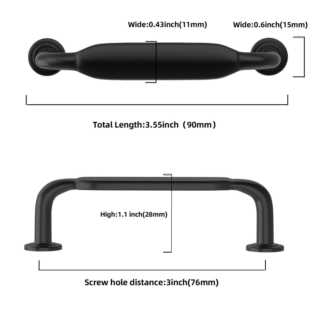 10 Pack 3 inch Matte Black Kitchen Cabinet Handles