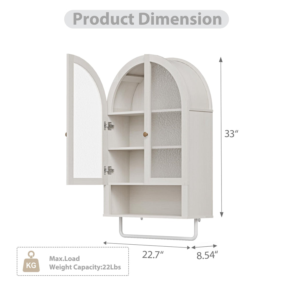 Bathroom Wall Cabinet, Modern Medicine Cabinet with with Adjustable Wood Shelf, Large Storage Cabinet, Antique White